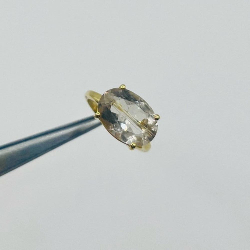 Natural Rutile Ring 18k Gold Plated 925 Sterling Silver